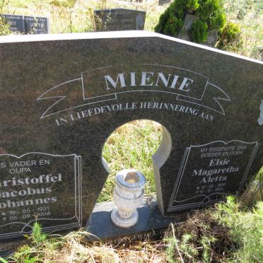 MIENIE Christoffel Jacobus Johannes 1931-2004 &amp; Elsie Magaretha Aletta 1936-1999