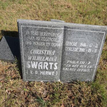 SWARTS Christina Wilhelmina nee V.D. MERWE 1946-2001