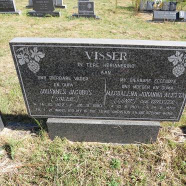 VISSER Johannes Jacobus 1922-1990 &amp; Magdalena Johanna Aletta VORSTER 1907-1989