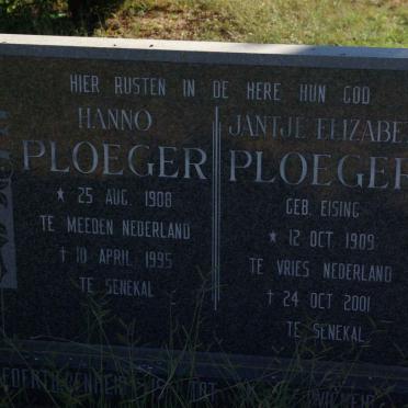PLOEGER Hanno 1908-1995 &amp; Jantje Elizabeth EISING 1909-2001