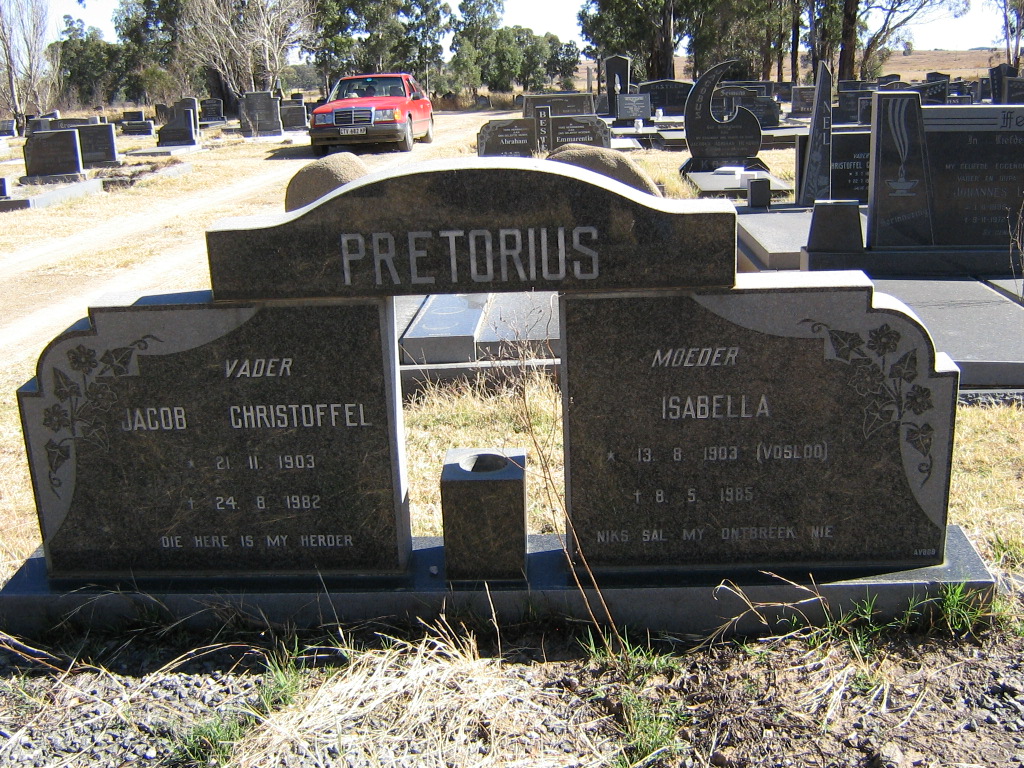 PRETORIUS Jacob Christoffel 1903-1982 &amp; Isabella VOSLOO 1903-1985