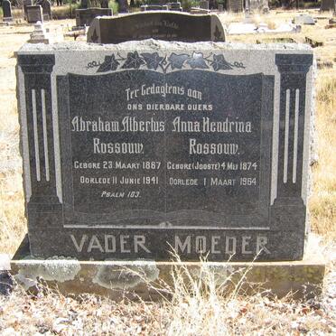 ROSSOUW Abraham Albertus 1867-1941 &amp; Anna Hendrina JOOSTE 1874-1964