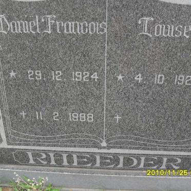 RHEEDER Daniel Francois 1924-1988 &amp; Louise 1926-