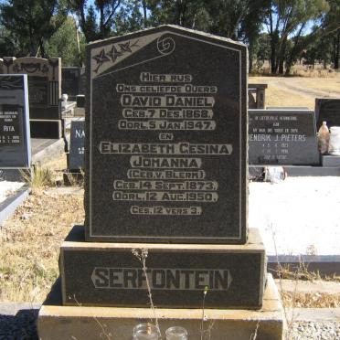 SERFONTEIN David Daniel 1868-1947 &amp; Elizabeth Gesina Johanna V. BLERK 1873-1950