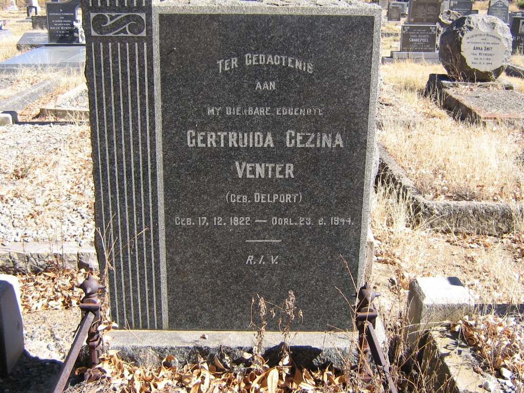 VENTER Gertruida Gezina nee DELPORT 1922-1944