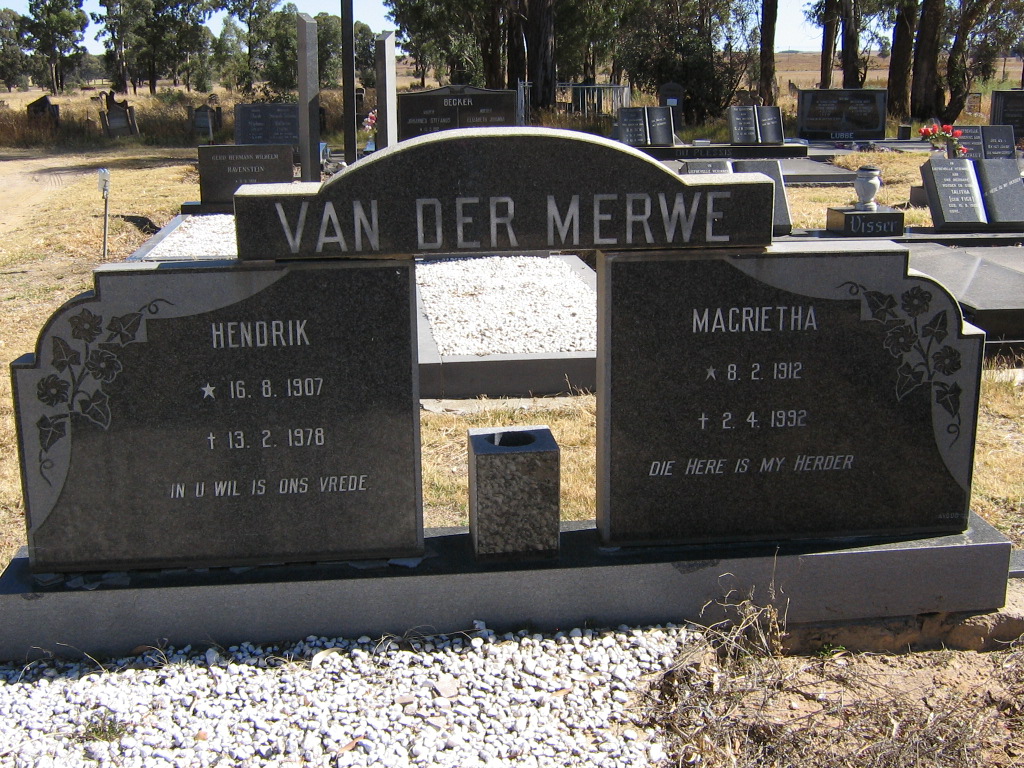 MERWE Hendrik, van der 1907-1978 &amp; Magrietha 1912-1992