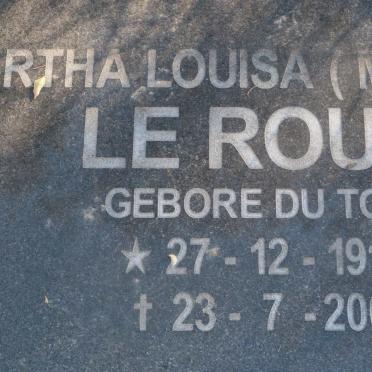 ROUX Martha Louisa, le nee DU TOIT 1916-2000