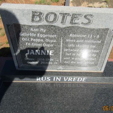 BOTES Jannie 1938-2014 &amp; Marie Elizabeth 1945-2018