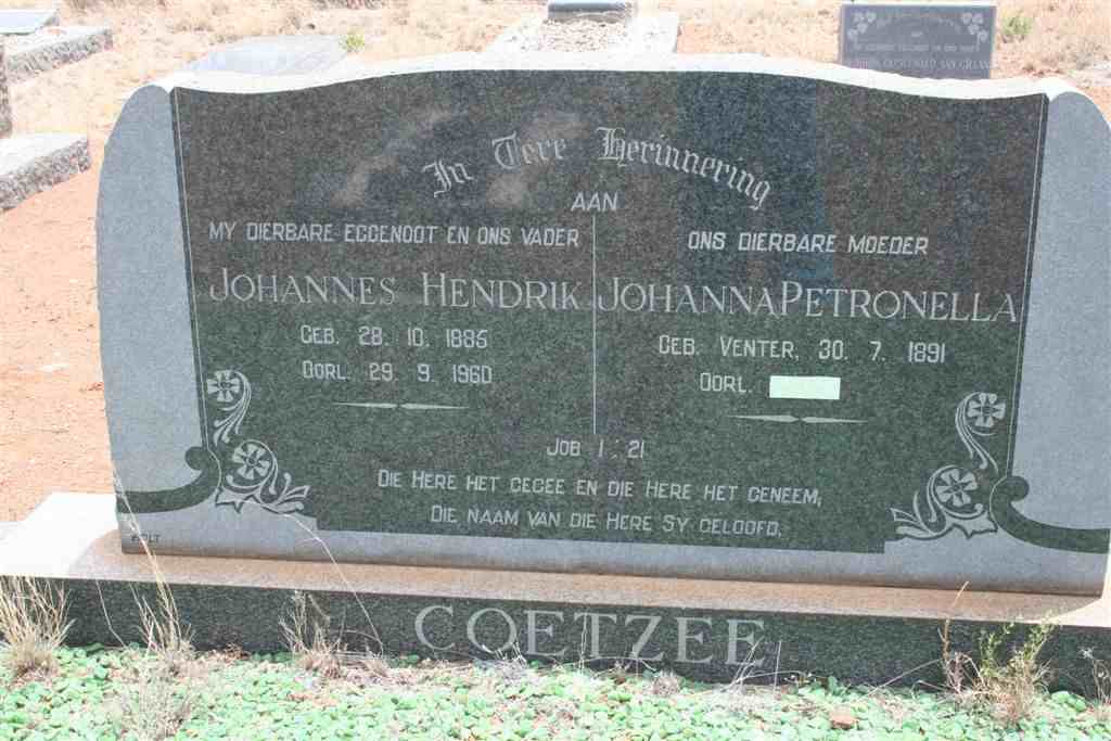 COETZEE Johannes Hendrik 1885-1960 &amp; Johanna Petronella VENTER 1891-