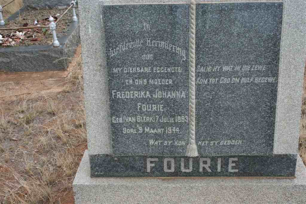 FOURIE Frederika Johanna nee VAN BLERK 1883-1944