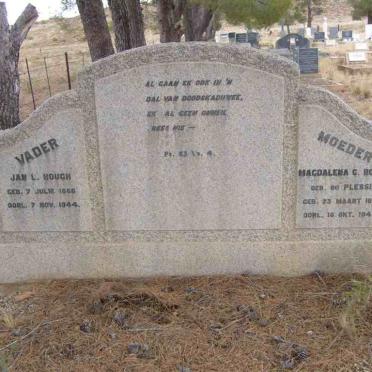 HOUGH Jan L. 1866-1944 &amp; Magdalena C. DU PLESSIS 1870-1944