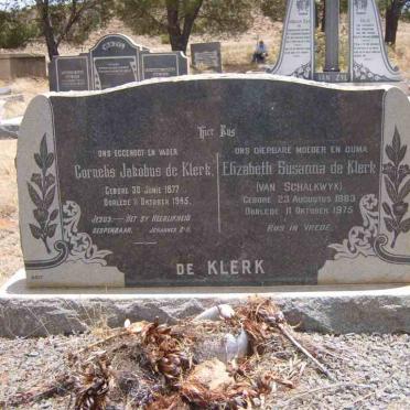 KLERK Cornelius Jakobus, de 1877-1945 &amp; Elizabeth Susanna VAN SCHALKWYK 1883-1975