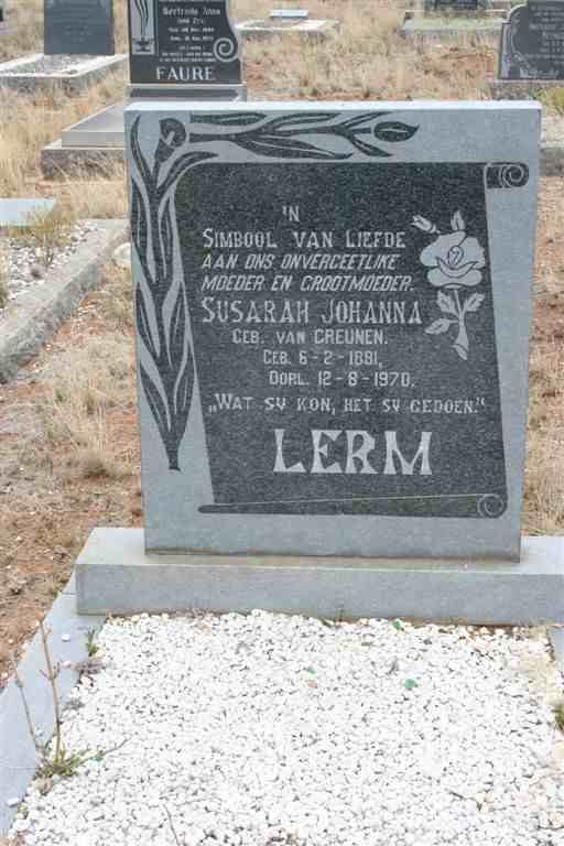 LERM Susarah Johanna nee VAN GREUNEN 1881-1970