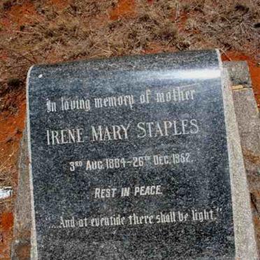 STAPLES Irene Mary 1884-1952