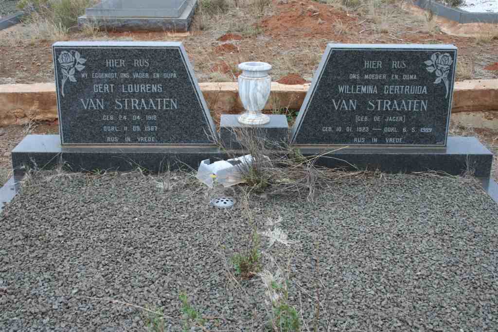 STRAATEN Gert Lourens, van 1918-1987 &amp; Willemina Gertruida DE JAGER 1923-1989