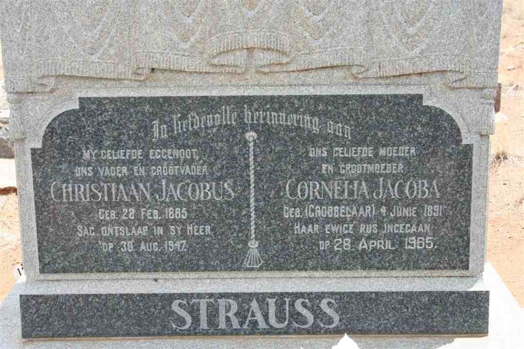 STRAUSS Christiaan Jacobus 1885-1947 &amp; Cornelia Jacoba GROBBELAAR 1891-1965