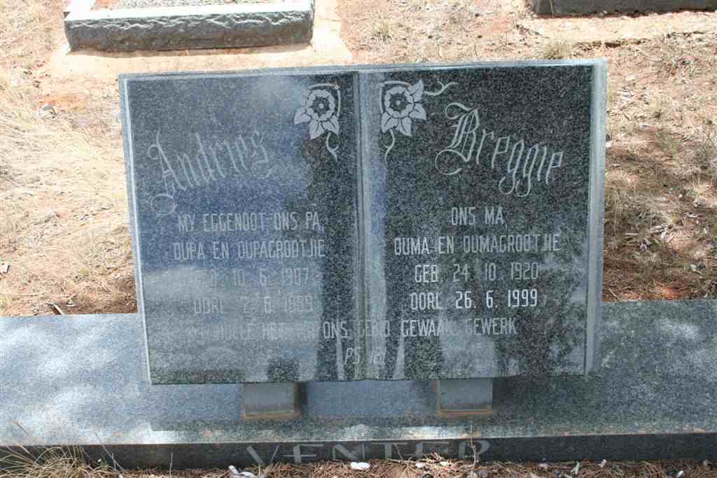 VENTER Andries 1907-1989 &amp; Breggie 1920-1999