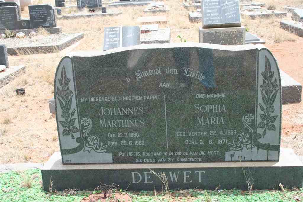 WET Johannes Marthinus, de 1890-1960 &amp; Sophia Maria VENTER 1898-1971