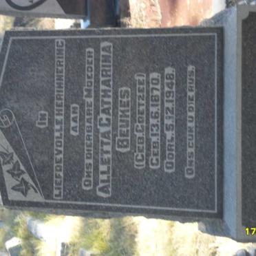 BEUKES Alletta Catharina nee COETZEE 1870-1948