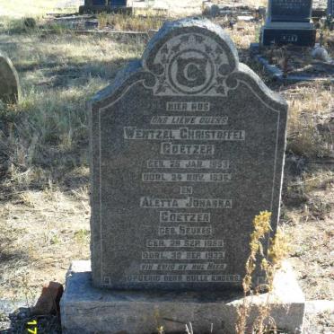 COETZER Wentzel Christoffel 1853-1936 &amp; Aletta Johanna BEUKES 1859-1933