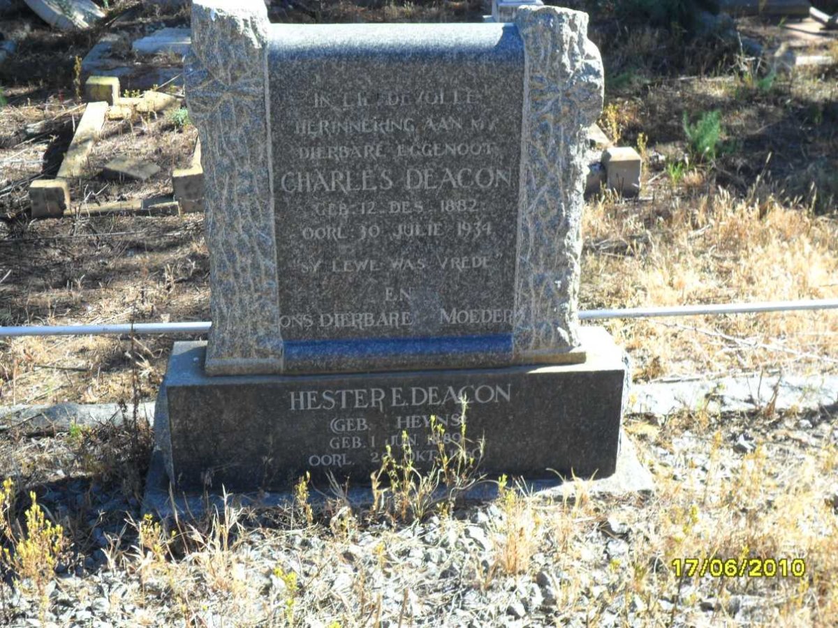 DEACON Charles 1882-1934 &amp; Hester E. HEYNS 1889-?