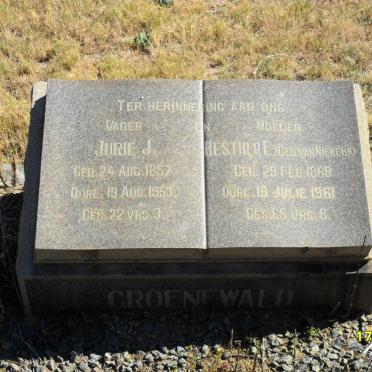 GROENEWALD Jurie J. 1857-1953 &amp; Hester E. VAN NIEKERK 1868-1961
