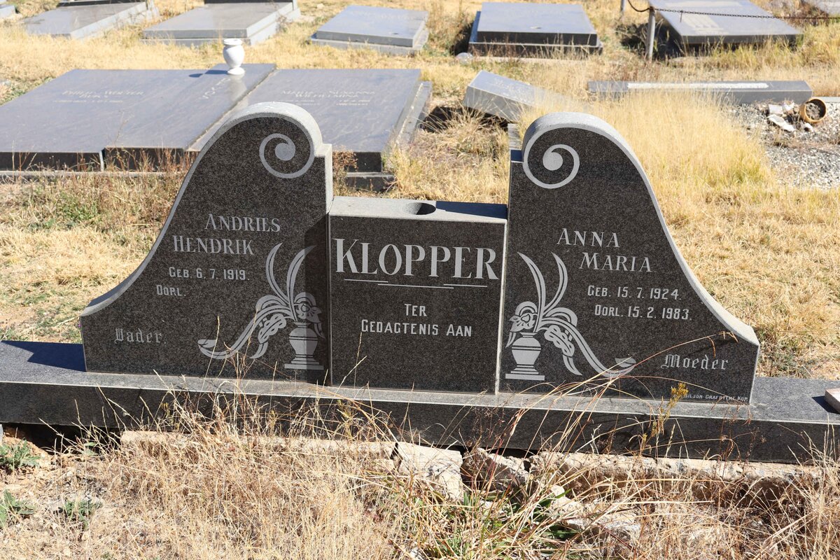 KLOPPER Andries Hendrik 1919- &amp; Anna Maria 1924-1983