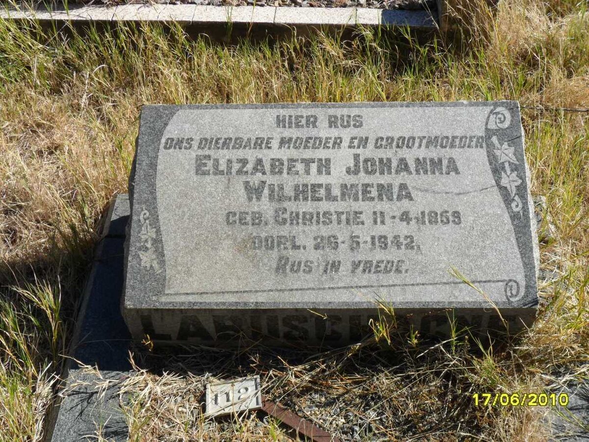 LABUSCHAGNE Elizabeth Johanna Wilhelmena CHRISTIE 1859-1942