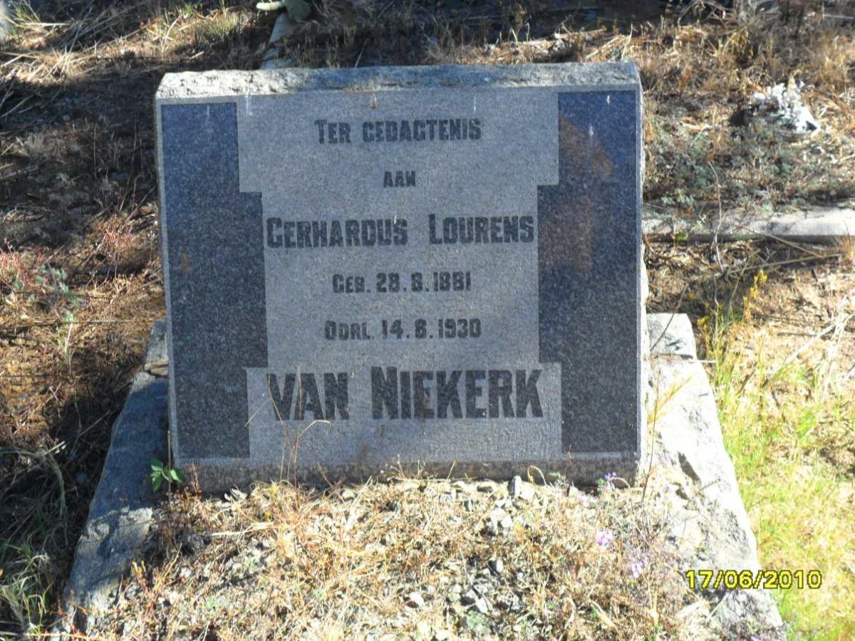 NIEKERK Gerhardus Lourens, van 1881-1930