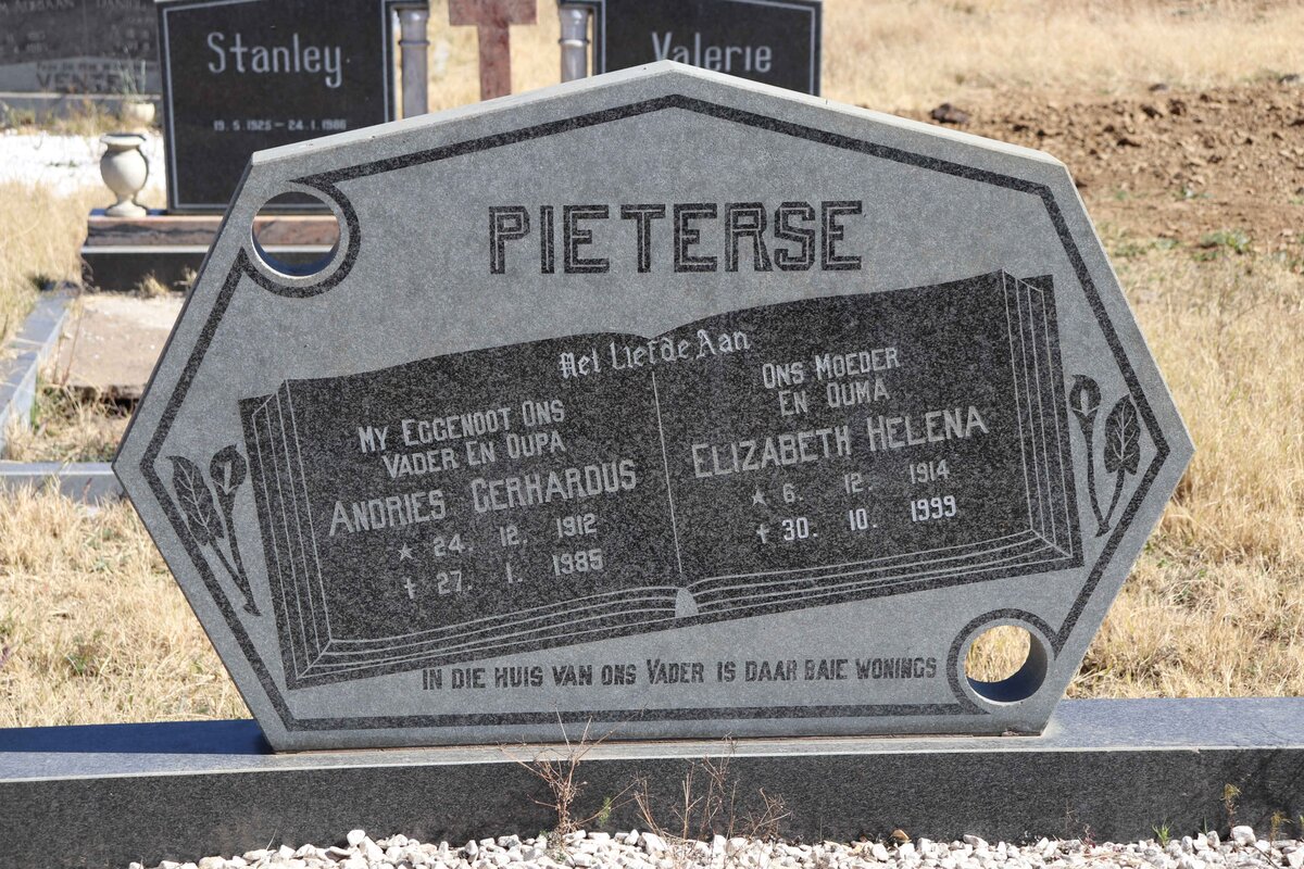 PIETERSE Andries Gerhardus 1912-1985 &amp; Elizabeth Helena 1914-1999