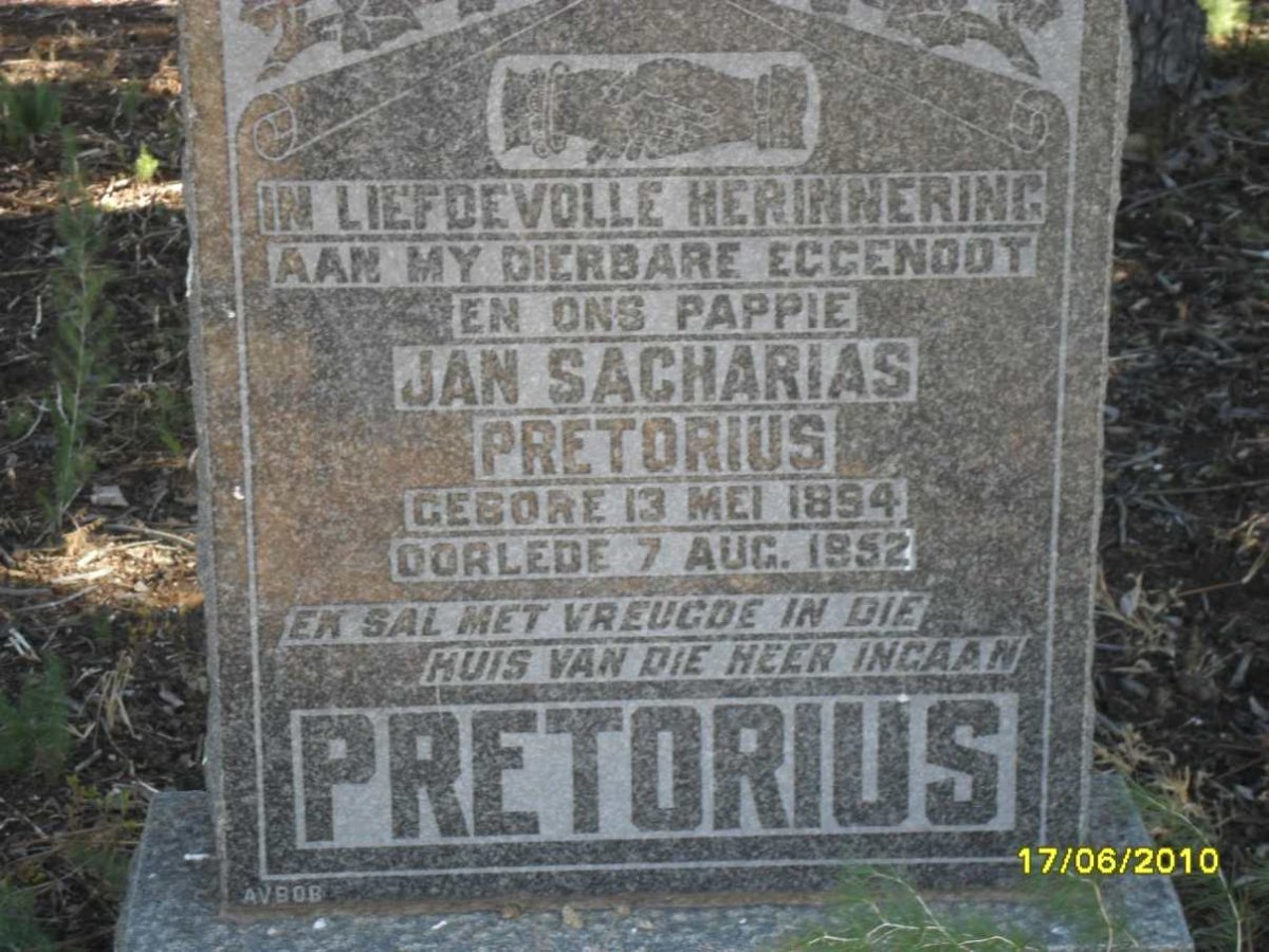 PRETORIUS Jan Sacharias 1894-1952