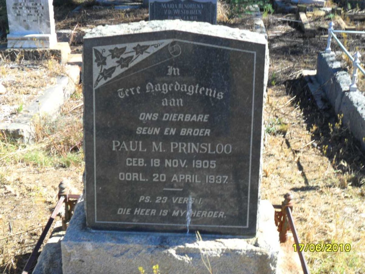 PRINSLOO Paul M. 1905-1937