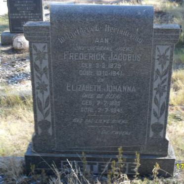PIETERSE Frederick Jacobus 1875-1941 &amp; Elizabeth Johanna DE BEER 1885-1945