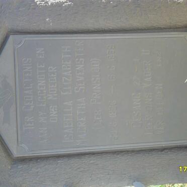 SEVENSTER Isabella Elizabeth Magretha nee PRINSLOO 1866-1939