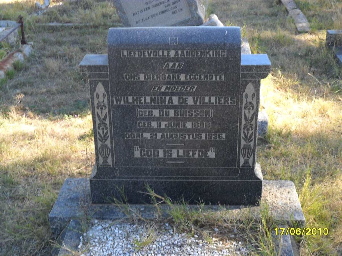 VILLIERS Wilhelmina, de nee DU BUISSON 1888-1936
