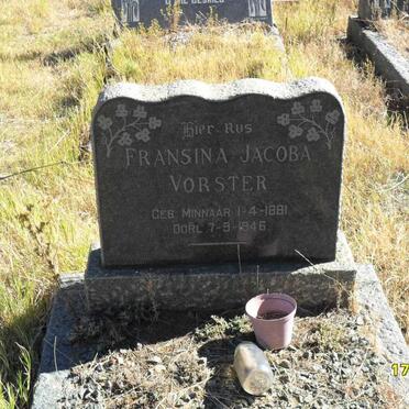 VORSTER Fransina Jacoba nee MINNAAR 1881-1946