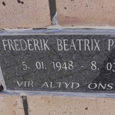 PRETORIUS Frederik Beatrix 1948-2017