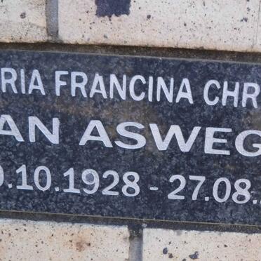 ASWEGEN Maria Francina Christjan, van 1928-2012