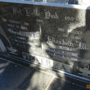 BOTHMA Christiaan B. 1920-1994 &amp; Elizabeth M. 1925-2016