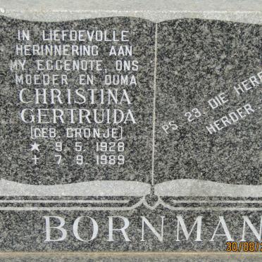 BORNMAN Christina Gertruida nee CRONJE 1928-1989