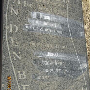 BERG Barend Johannes Nicolaas, van den 1959-2005 &amp; Christa MEYER 1959-
