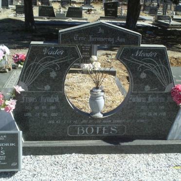 BOTES Frans Hendrik 1916-1992 &amp; Zacharia Hendrina Maria 1918-2008