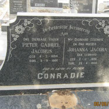 CONRADIE Pieter Gabriel Jacobus 1894-1966 &amp; Johanna Jacoba LEONARD 1896-1964