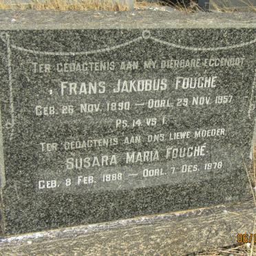 FOUCHE Frans Jakobus 1890-1957 &amp; Susara Maria 1888-1978