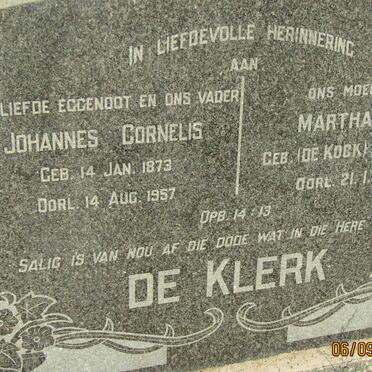 KLERK Johannes Cornelis, de 1873-1957 &amp; Martha C.C. DE KOCK 1876-1963