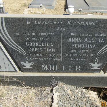 MULLER Cornelius Christian 1906-1973 &amp; Anna Aletta Hendrina CLOETE 1908-1977