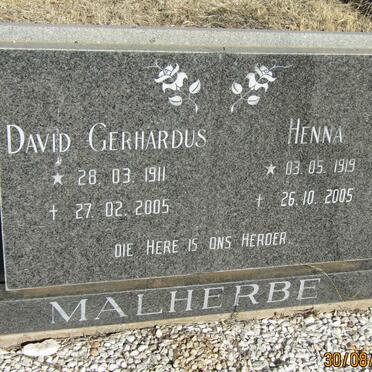 MALHERBE David Gerhardus 1911-2005 &amp; Henna 1919-2005