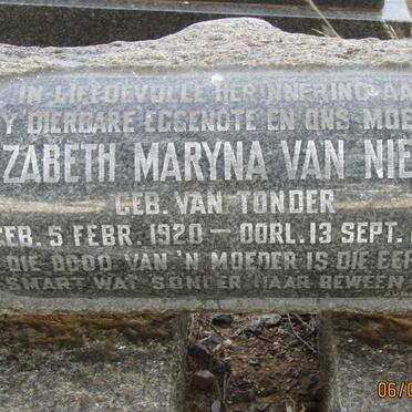 NIEKERK Elizabeth Maryna, van nee VAN TONDER 1920-1959