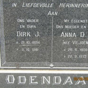 ODENDAAL Dirk J. 1894-1981 &amp; Anna D.M. VILJOEN 1900-1973