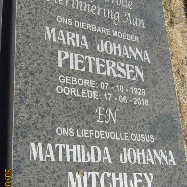 PIETERSEN Maria Johanna 1929-2018 ::  MITCHLEY Mathilda Johanna 1954-2014